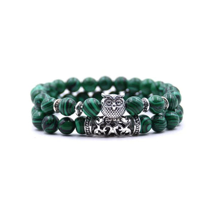Nature Inspired Owl Bead Stone Bracelet