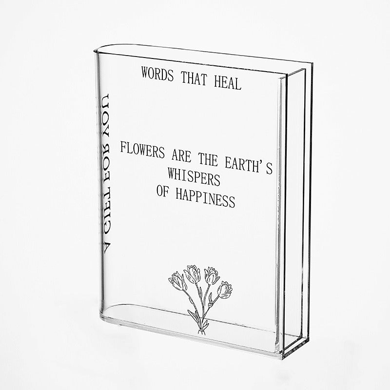 Clear Glass Book Shaped Vase – Elegant Floral Centerpiece - Halri