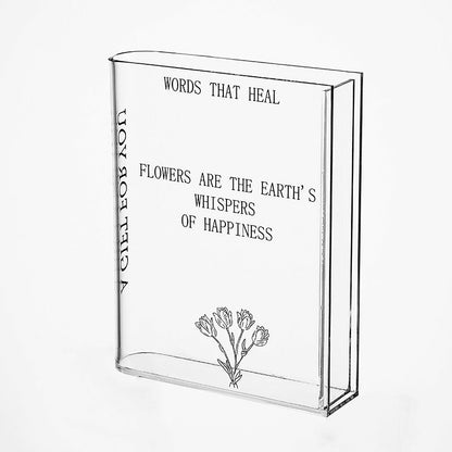 Clear Glass Book Shaped Vase – Elegant Floral Centerpiece - Halri