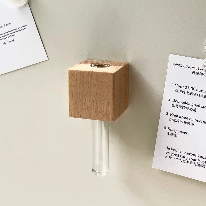 Small Wooden Magnetic Flower Vase