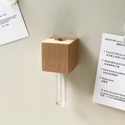 Small Wooden Magnetic Flower Vase