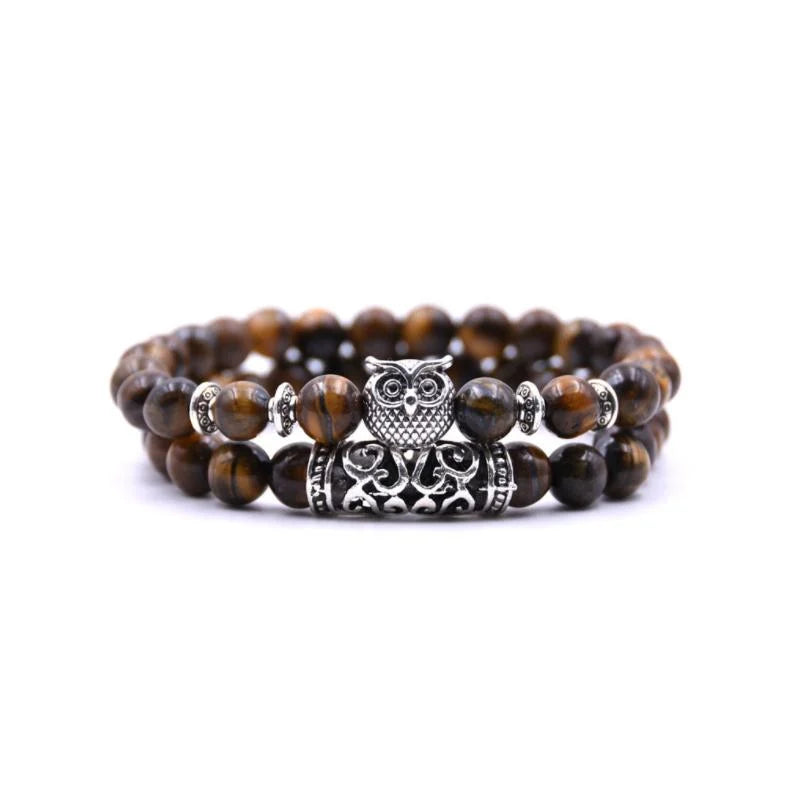 Nature Inspired Owl Bead Stone Bracelet