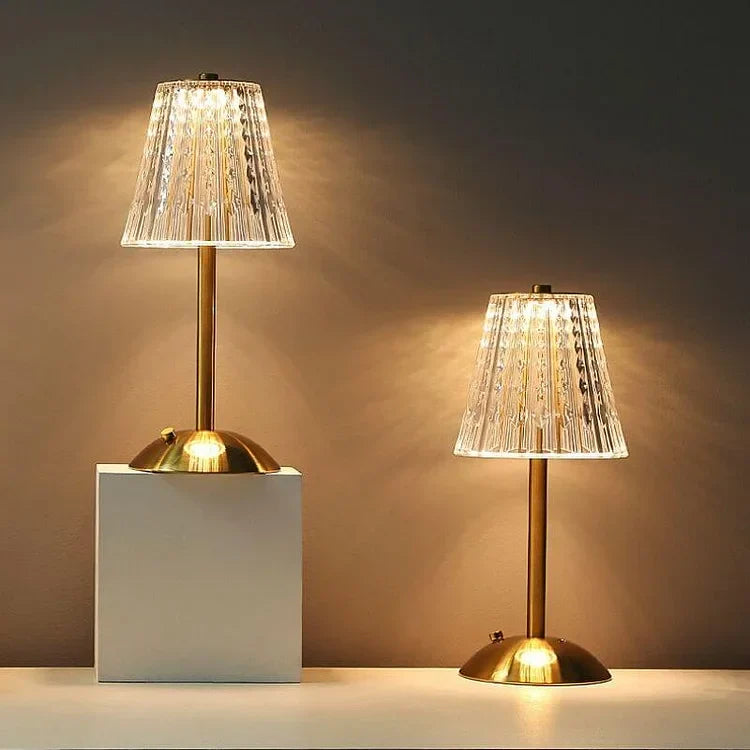 Luxury Glass Table Lamp with Sparkling Crystal Shade