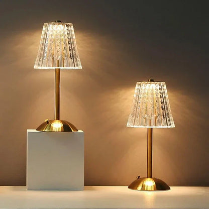 Luxury Glass Table Lamp with Sparkling Crystal Shade