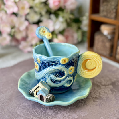 Van Gogh Inspired Ceramic Coffee Cup Set - Halri