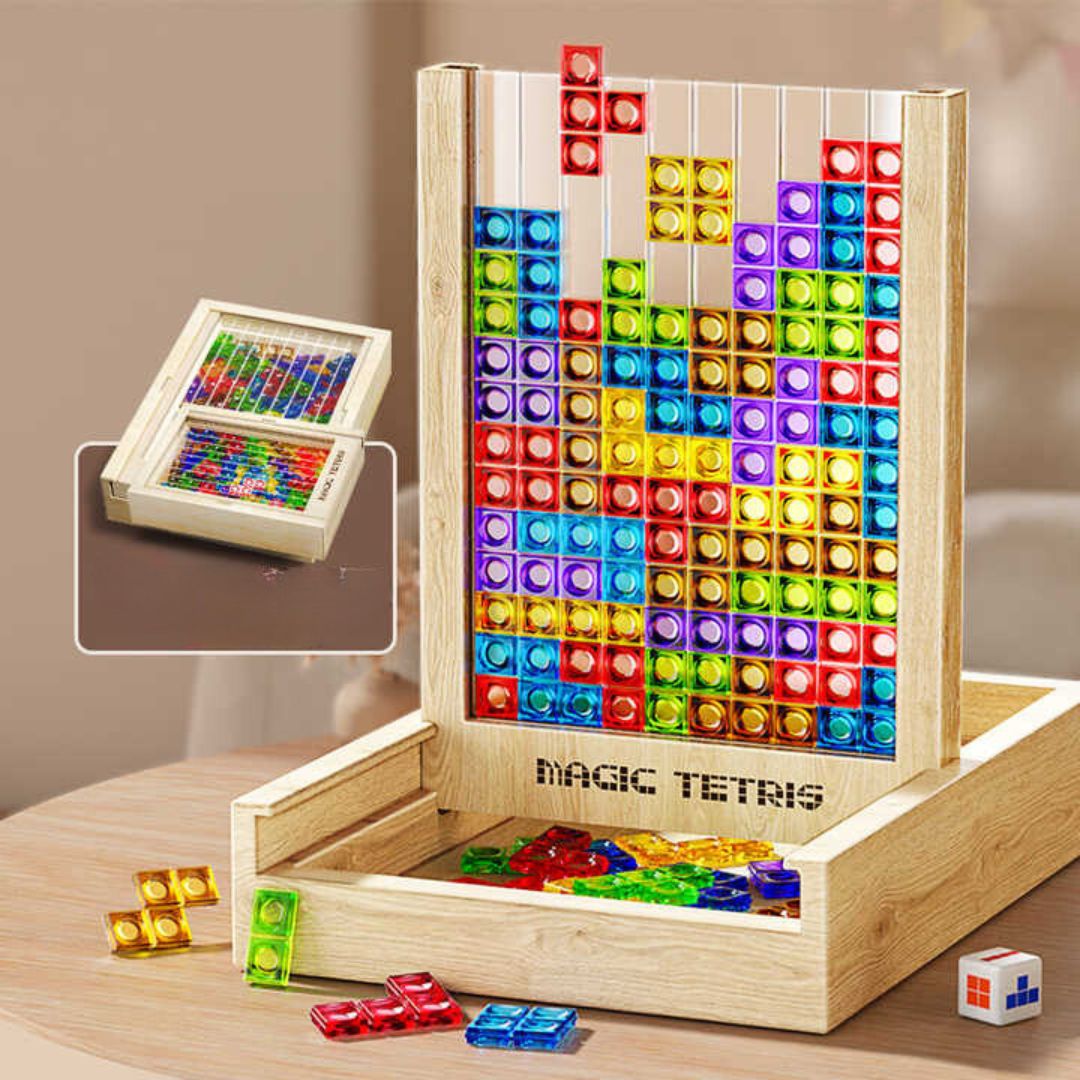Classic Wooden Tetris Puzzle Game - Halri