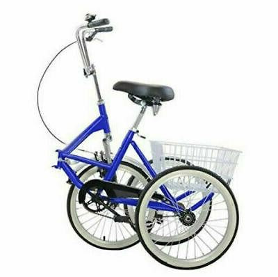 Portable 3 Wheel Adult Tricycle Bicycle with Storage Basket