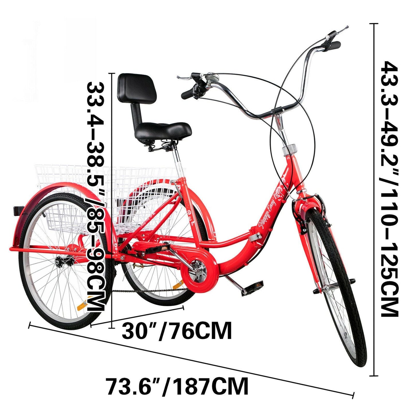 Collapsible 3 Wheel Adult Bicycle with Storage Basket