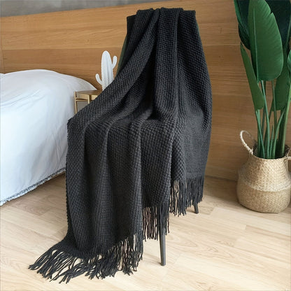 Soft Plush Throw Blanket with Tassels