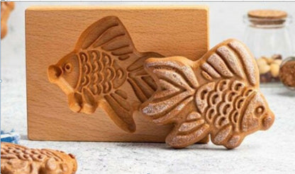 Wooden Cookie Cutter Set with Engraved Designs