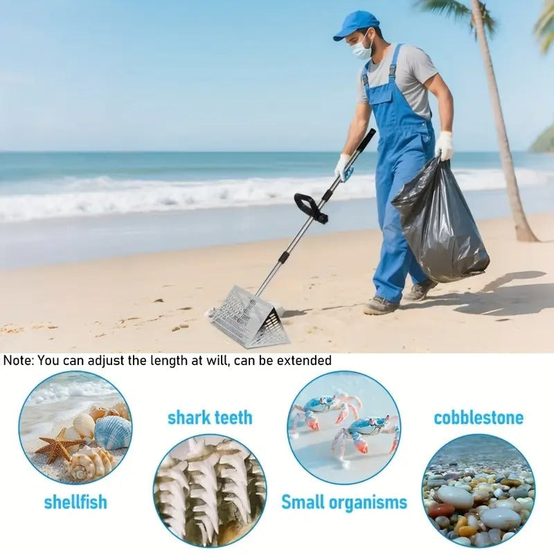 Heavy Duty Beach Rake with Extendable Folding Handle