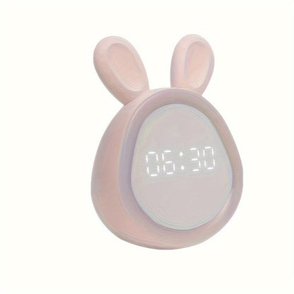 Cute Bunny Clock with LED Nightlight and USB Charging
