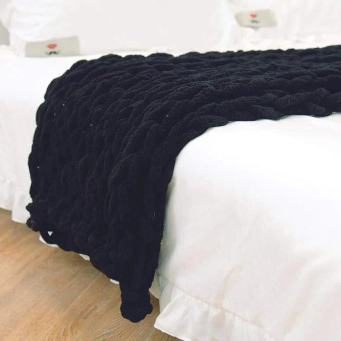 Plush Heavy Knit Blanket, Soft Cable Throw for Home
