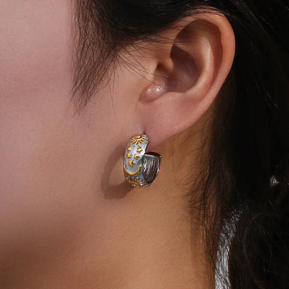 Bold Zodiac Textured Circle Earrings