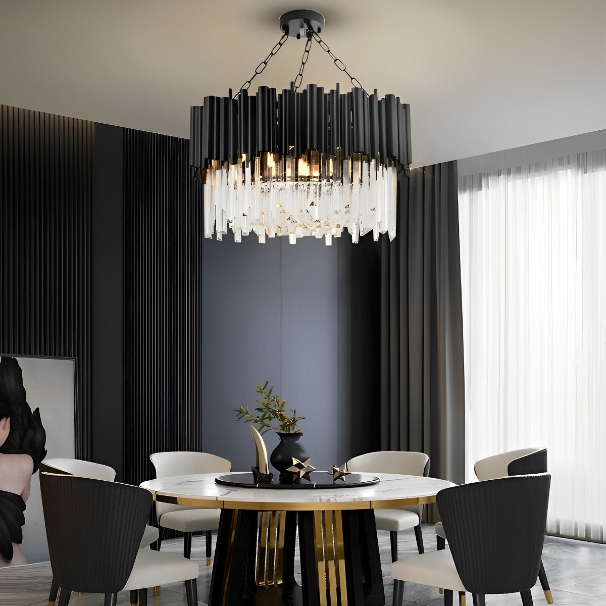 Sleek Glass Chrome Luxury Pendant Light Fixture