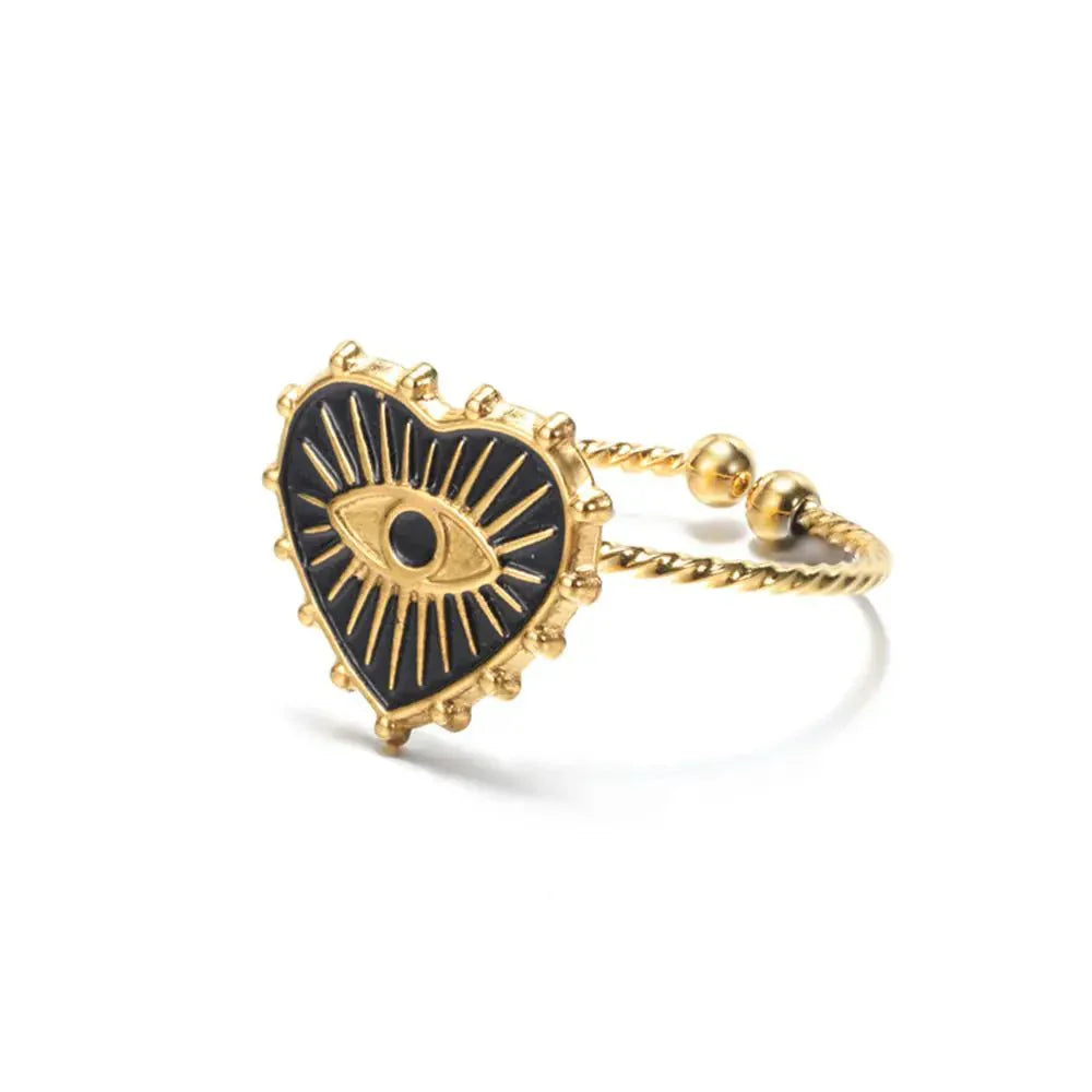 Stylish Evil Eye Heart Shape Rings Set - Halri