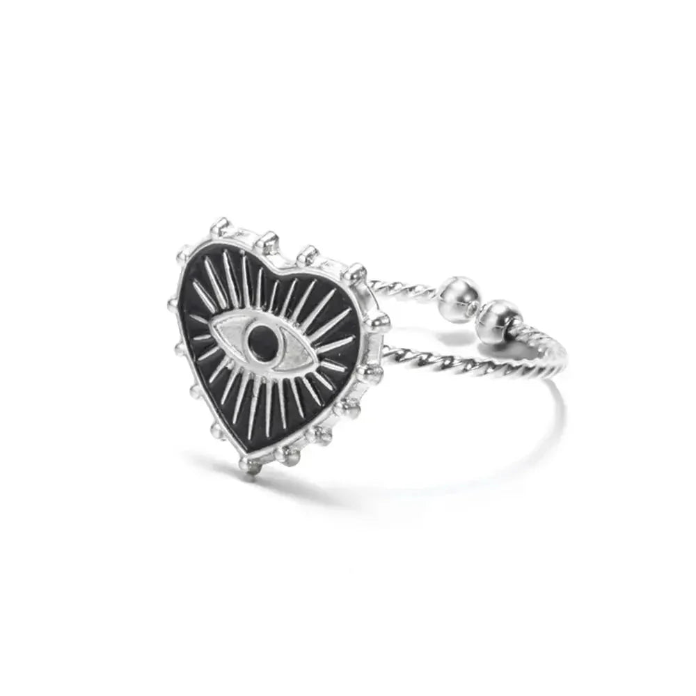 Stylish Evil Eye Heart Shape Rings Set