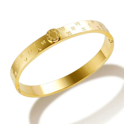 Elegant Roman Numeral Bangles and Rings Set