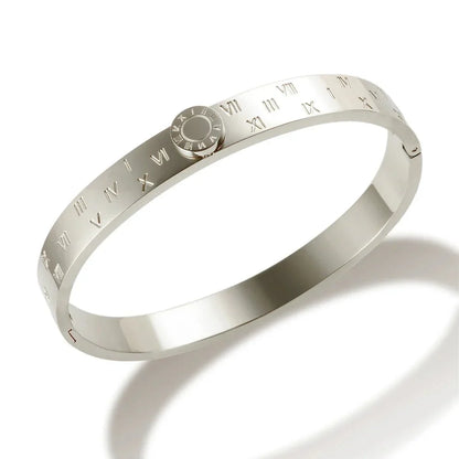 Elegant Roman Numeral Bangles and Rings Set