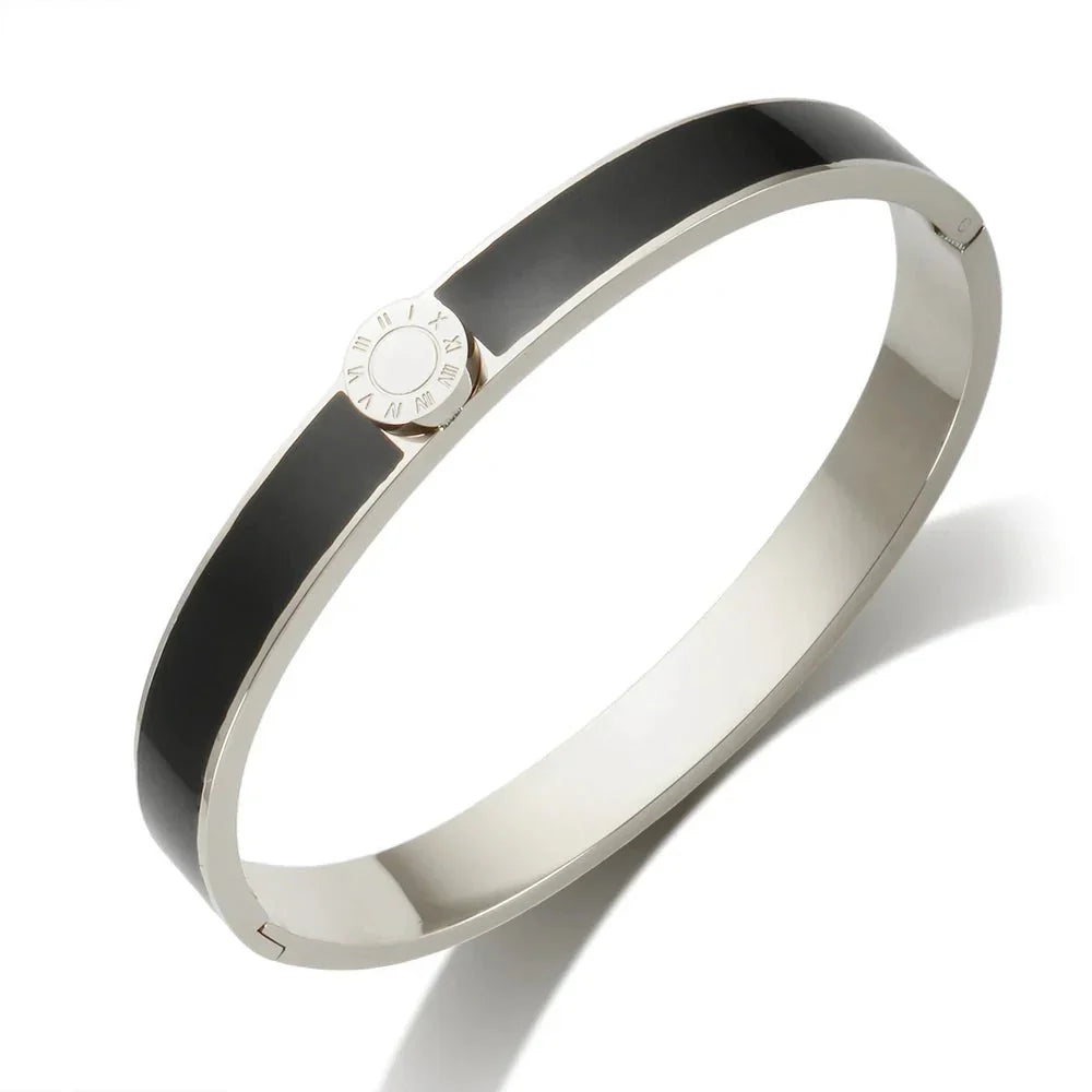 Elegant Roman Numeral Bangles and Rings Set