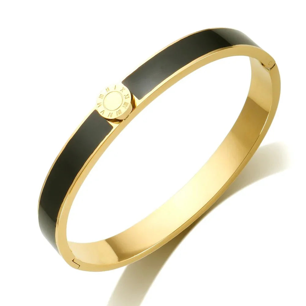 Elegant Roman Numeral Bangles and Rings Set