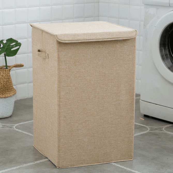 Natural Bamboo Folding Laundry Hamper With Lid