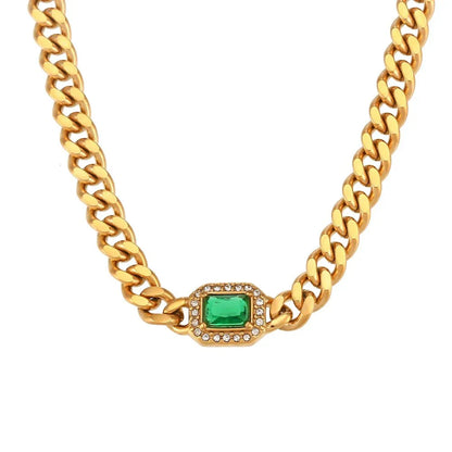Luxury Square Diamond Cuban Link Necklace Set - Halri