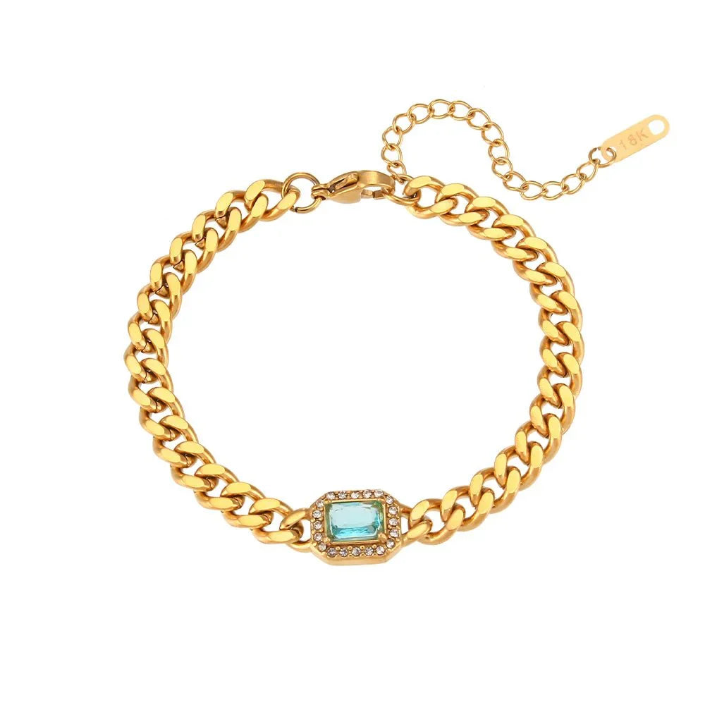 Luxury Square Diamond Cuban Link Necklace Set