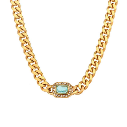 Luxury Square Diamond Cuban Link Necklace Set