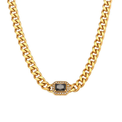 Luxury Square Diamond Cuban Link Necklace Set