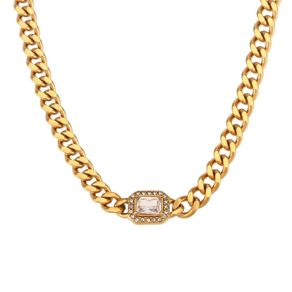 Luxury Square Diamond Cuban Link Necklace Set