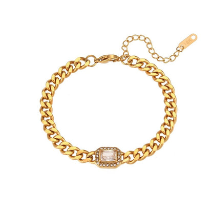 Luxury Square Diamond Cuban Link Necklace Set