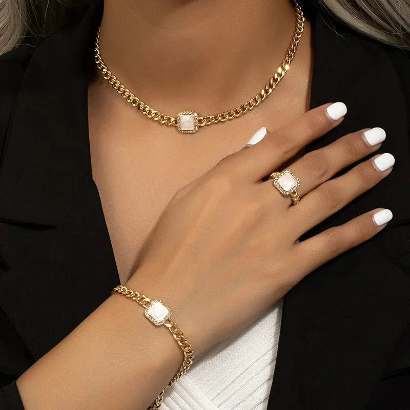 Luxury Diamond Cuban Chain Jewelry Set