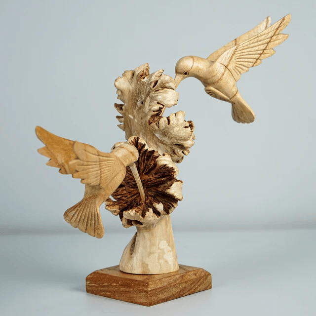 Colorful Bird Feeding Handmade Garden Sculpture