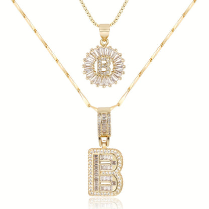 Personalized 14k Gold Initial Diamond Pendants