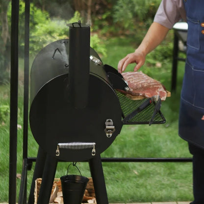 Outdoor BBQ Grill Smoker Combo Set