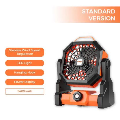 Portable Outdoor Fan with LED Light and Rotation