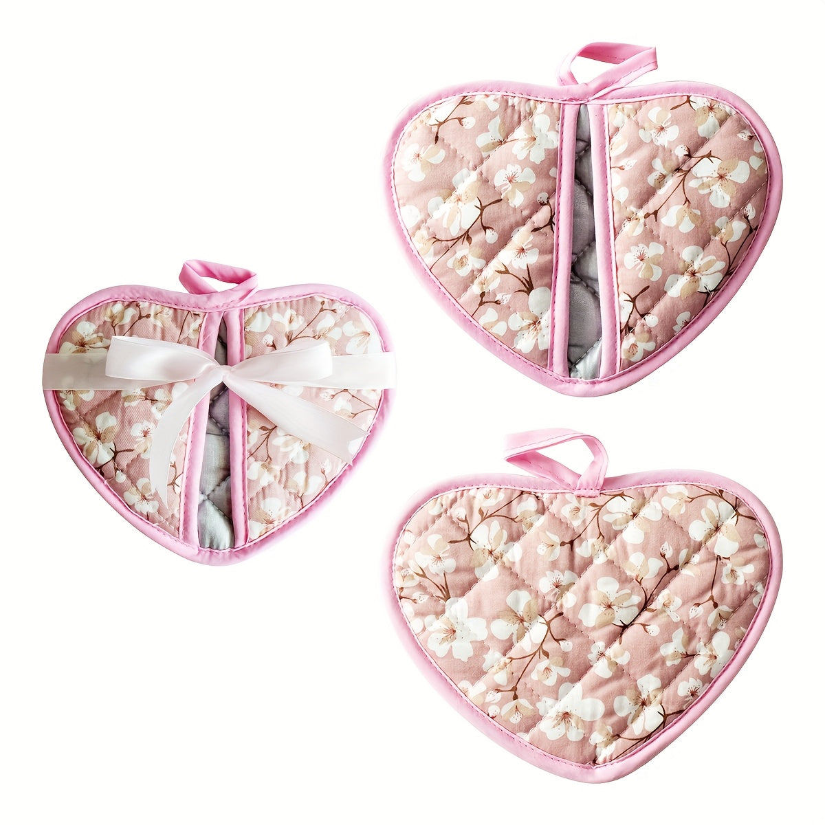 Heat Resistant Oven Mitts Set with Cute Heart Grips - Halri