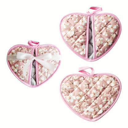 Heat Resistant Oven Mitts Set with Cute Heart Grips - Halri