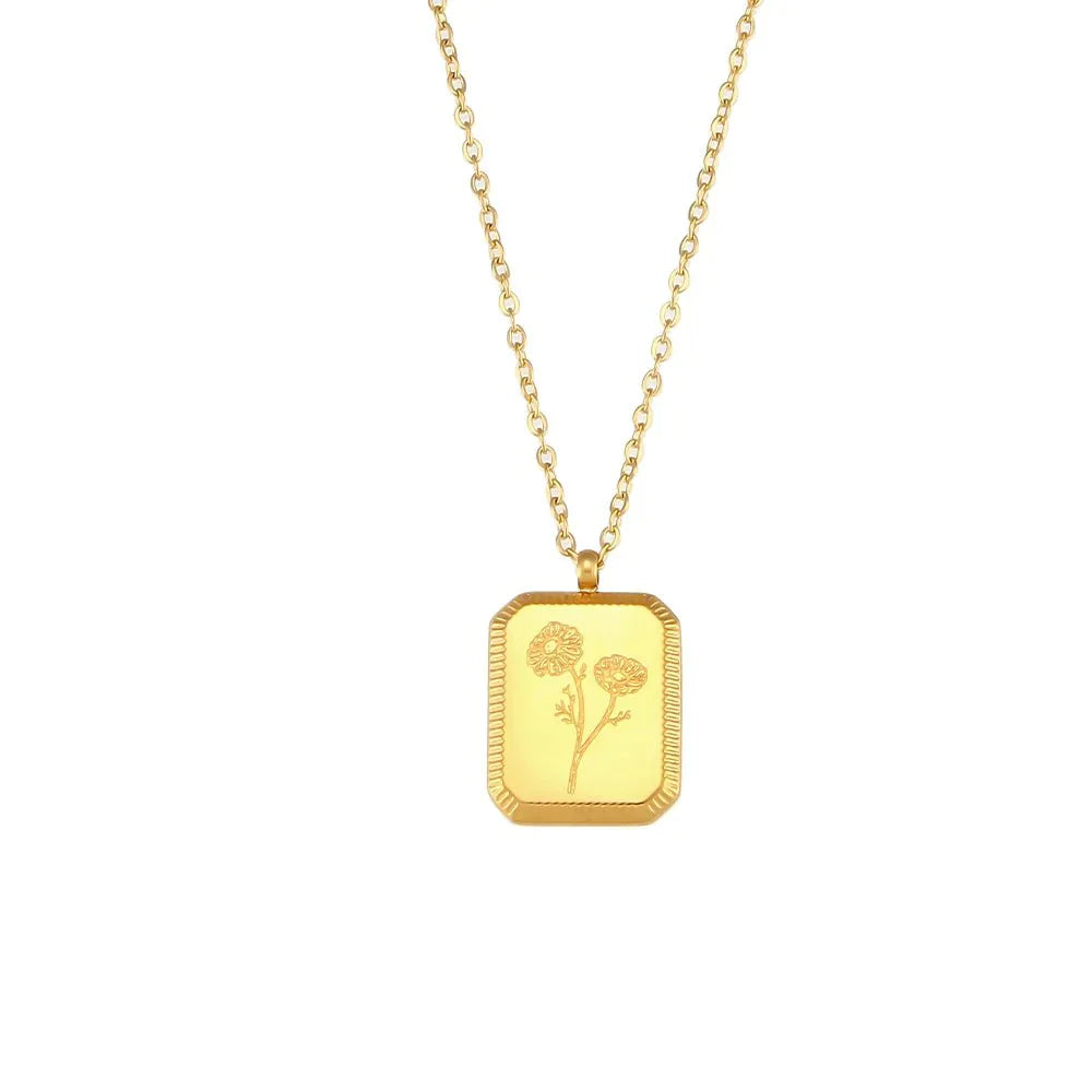 Delicate Birthstone Flower Pendant Necklace