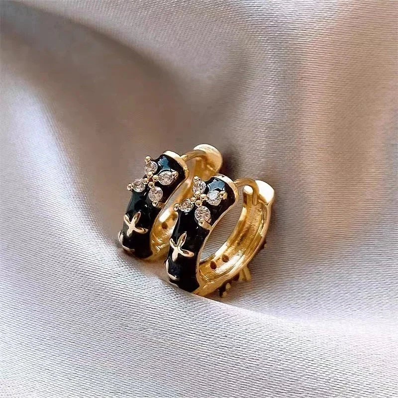 Delicate Gold Flower Huggie Earrings - Halri