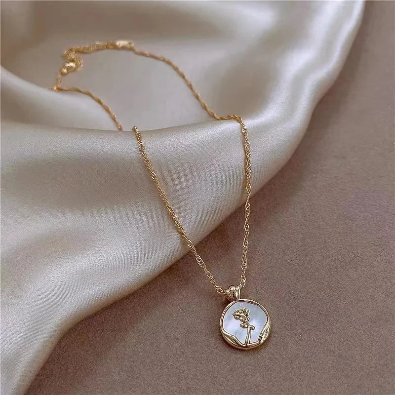 Elegant White Flower Necklace Earrings Ring Set