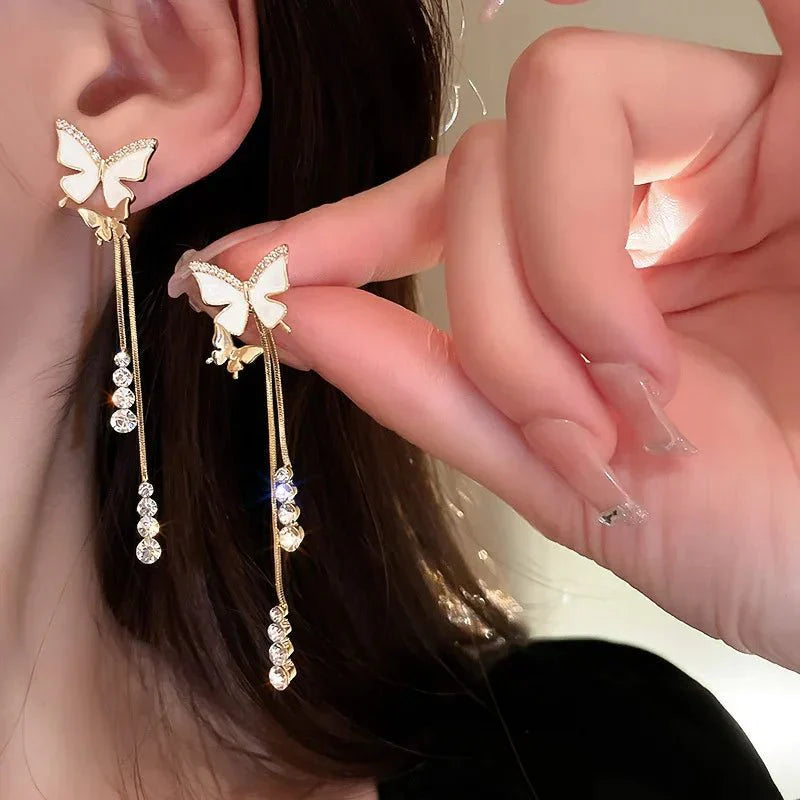 Delicate Butterfly Drop Earrings - Halri