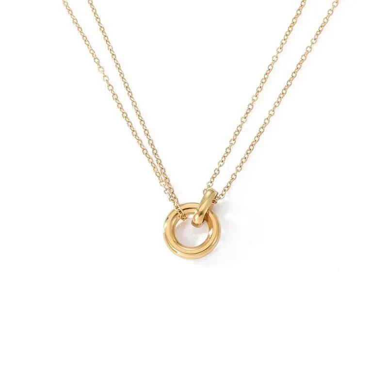 Delicate Circle Stacking Heart Necklace