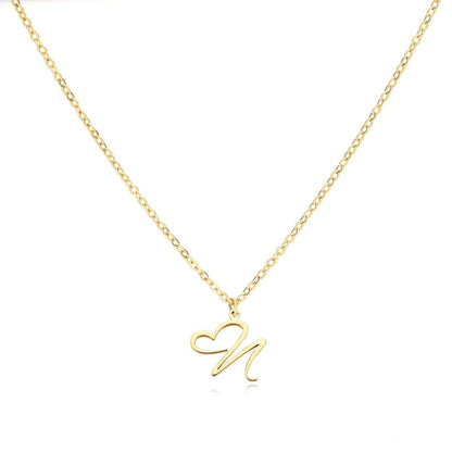 Delicate Heart Initial Pendant Necklace