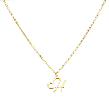 Delicate Heart Initial Pendant Necklace