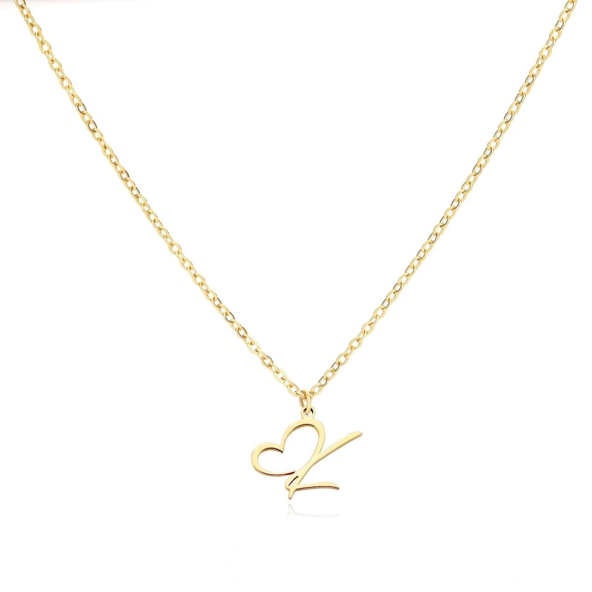 Delicate Heart Initial Pendant Necklace