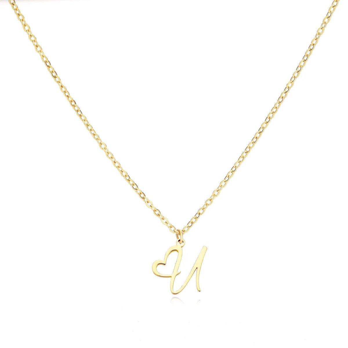 Delicate Heart Initial Pendant Necklace