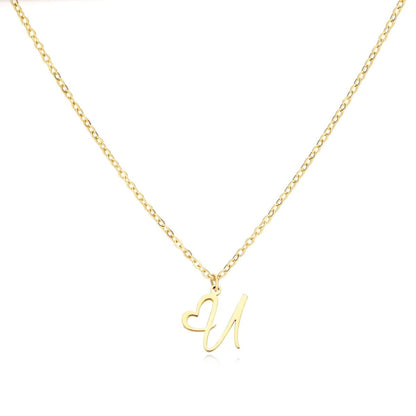 Delicate Heart Initial Pendant Necklace