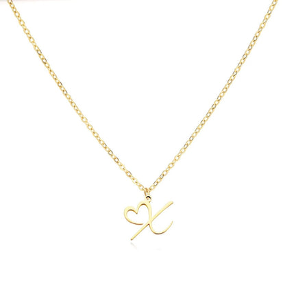 Delicate Heart Initial Pendant Necklace